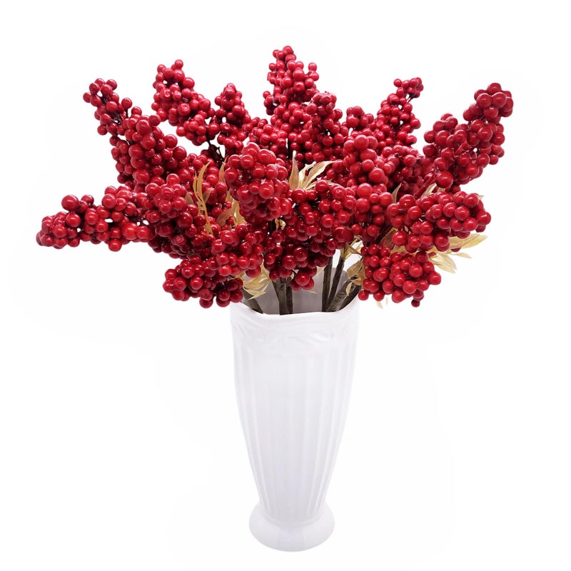 M2cbridge Artificial Red Rosehip Berries Christmas Holly Berries (Set of 4) - Image 1